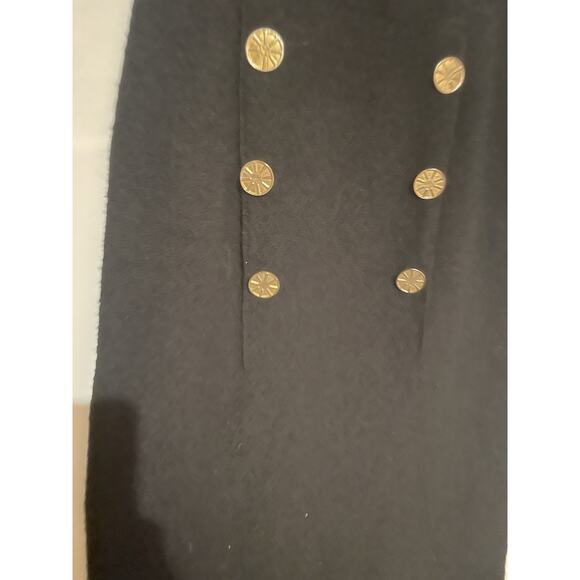 Adolfo New York Vintage Black Skirt With Gold Button Details Wool - Picture 4 of 8